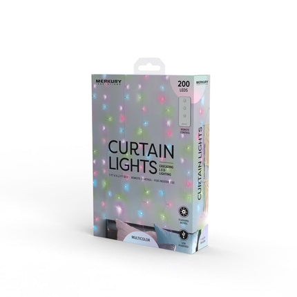 200-Count Multicolor Cascading Curtain String Lights, Usb-Powered, 7 Ft X 6.2 Ft, with Remote, Indoor Use