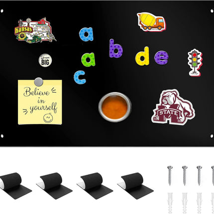Magnetic Board, 17.1" X 11.8" Magnet Display,For Magnets and Bulletin Board,Suitable for Wall, Refrigerator, Compartment, Cabinet Etc,Comes with Dual Lock Tape for Easy Hanging (Black)