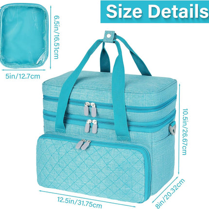 Double Layer Sewing Organizer Bag with Shoulder Strap, Blue