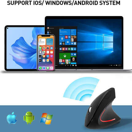 Wireless Ergonomic Mouse, 2.4G Wireless Vertical Ergo Mouse, 800/1200/1600 Adjustable DPI,6 Buttons Ergonomic Mouse for Laptop/Macbook/Pc/Desktop-Black