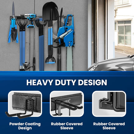 64'' All-Metal Garage Tool Organizer Wall Mount – Heavy-Duty Tool Rack Holds 680 Lbs, Adjustable Hooks for Garage, Yard, and Garden Equipment
