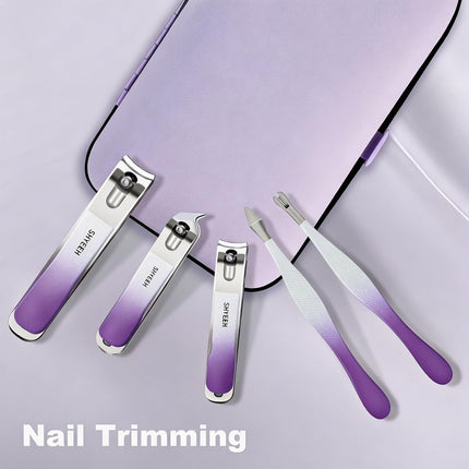 Manicure Set, 10 Pcs High-Carbon Steel Nail Clippers Set, Portable Mini Manicure and Pedicure Kit, Travel Grooming Nail Kit with Leather Bag for Men and Women