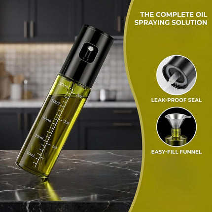 Oil Sprayer for Cooking,Olive Oil Sprayer100Ml Light-Blocking Glass,Black