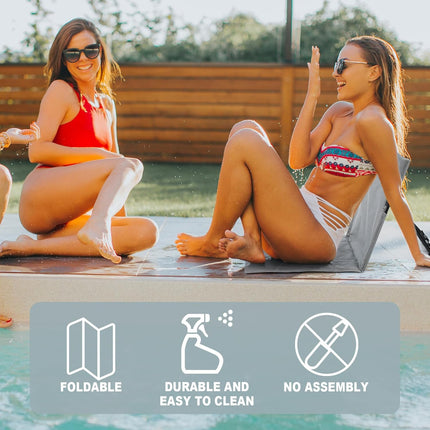 4 Pcs Foldable Poolside Chairs for Edge of Pool,Light Gray