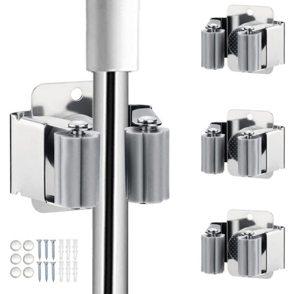 Durable 3PCS Mop and Broom Holder - Versatile Wall Mount Garden Tool Organizer