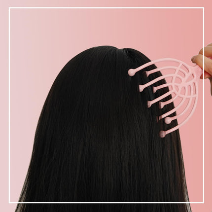 9-Finger Scalp Massager, Handheld Manual Head Scratcher with 360° Rotating Steel Beads, Waterproof Massage Tool for Hair Care, Itch Relief & Relaxation