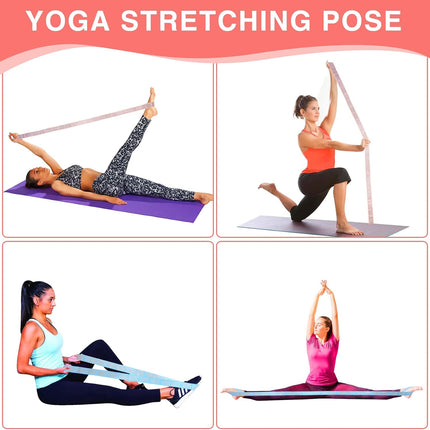 Elastic Yoga Stretching Strap with Loops,  Stretch Straps for Physical Therapy, Pilates Stretch Band, Elastic Exercise Bands, Leg Stretching Strap, Stretch Resistance Bands for Exercise