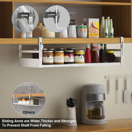 2Pack Expandable under Shelf Storage Basket Organizer,White