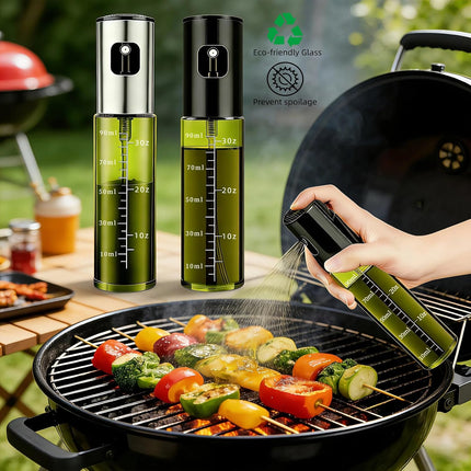 Oil Sprayer for Cooking,Olive Oil Sprayer,Light-Blocking Glass,Silver+Black