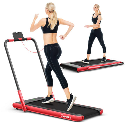 2.25 HP 2-In-1 Folding Walking Pad Treadmill with Remote Control and LED Display