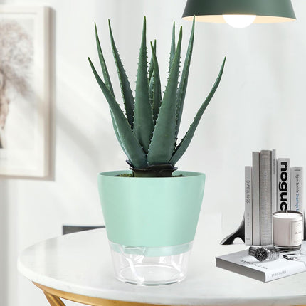 4 Pcs Self Watering Plant Pot , 6 Inch Plant Pot with Drainage Hole and Large Capacity Reservoir, Pots for Plants with Saucer, 2 in 1 Indoor Plant Pots Indoor Perfect for Living Room, Odorless
