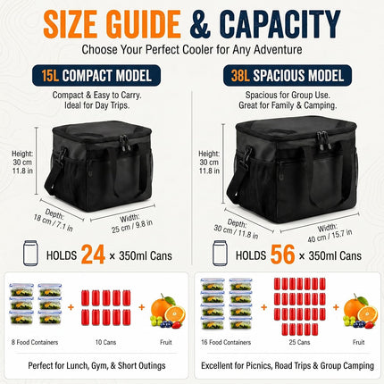 Nsulated Cooler Bag 38L Leakproof Soft Cooler Dual Compartment Waterproof Beach Ice Chest,Collapsible Bag Organizer Holds 50 Cans for Camping Picnic Travel Fishing Grocery Sports Event