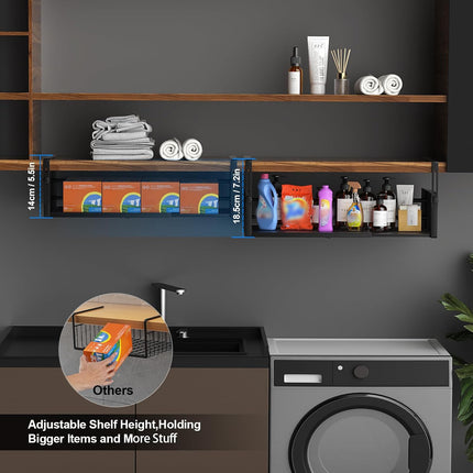 2Pack Expandable under Shelf Storage Basket Organizer,Black