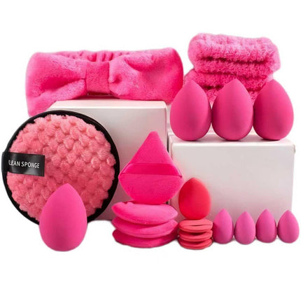 Skincare Face Wash Spa Headband and Wristband Set Makeup Sponges Set Face Soft Triangle Makeup Puff Sponge Pieces Powder Puff Women and Teen Girl Gifts Trendy Stuff （Rose Pink）