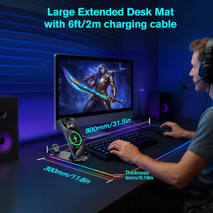 4-In-1 RGB Gaming Mouse Pad with Wireless Charging & Phone Holder