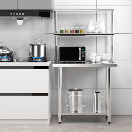36 X 12 Inch Kitchen Stainless Steel Overshelf with Adjustable Lower Shelf
