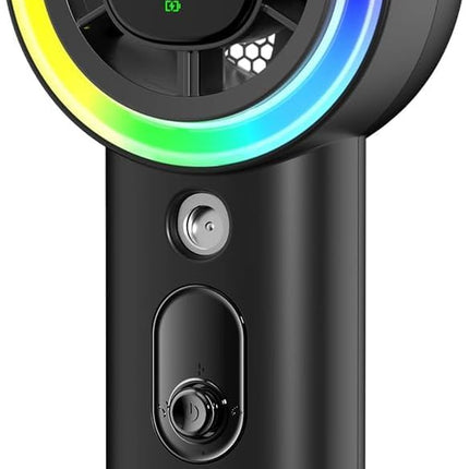 Portable Fan with Mist, Handheld Fan with 1-199 Speed, Ac-Level Ice Cooling Personal Fan, 26000 RPM Powerful Turbo Fan, 40Ml Water Tank & 5000Mah Battery Mini Fan for Travel, Makeup, Camping, Outdoors
