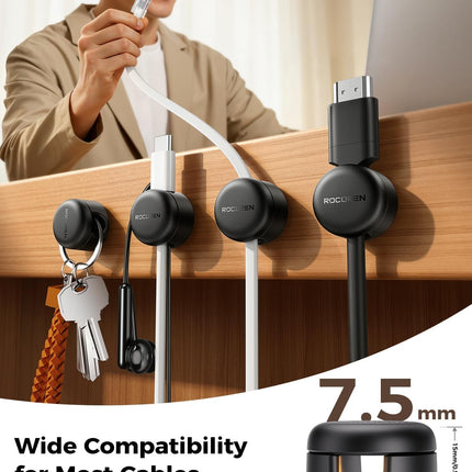 9‑Pack Upgraded Magnetic 360° Rotatable Adhesive Cable Clips