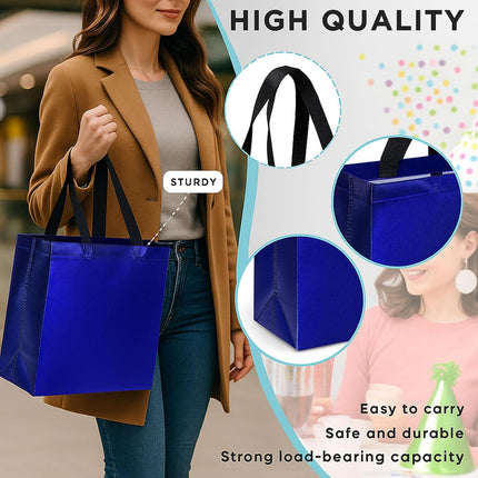 15 Pack Blue Gift Bags with Handles, 12.6 X 5 X 11 Inches