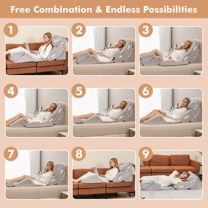 6 Pieces Orthopedic Bed Wedge Pillow Set for Sleeping and Pain Relief