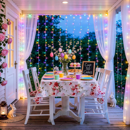 300LED Curtain Lights for Easter Decor, 9.8X9.8Ft, Pastel