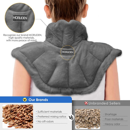 Microwavable Heated Neck Wrap Warmer and Shoulder Weighted Heating Pad Microwave for Hot and Cold Compress - Dark Gray