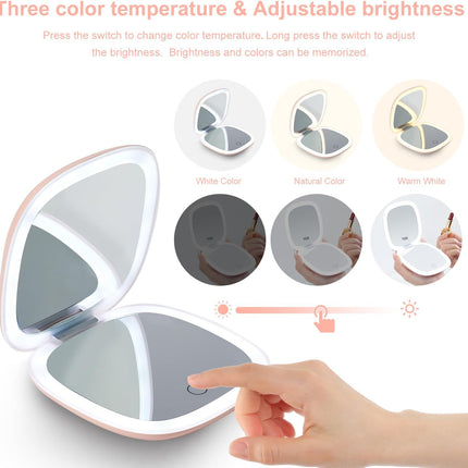 Compact Mirror with Light-4 Inches Compact 1X/10X Magnifying Mirror