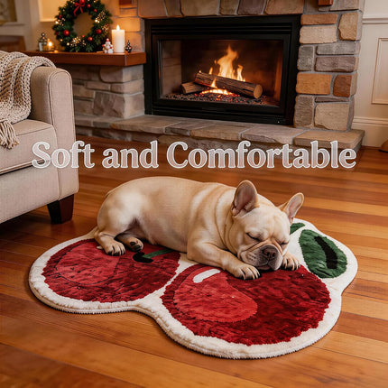 Cute Cherry Bath Mat, Non-Slip Absorbent Bath Mat Rug, Funny Cherry Bathroom Decor, Soft Flocked Bathroom Mat with Rubber Backing, 50X60Cm
