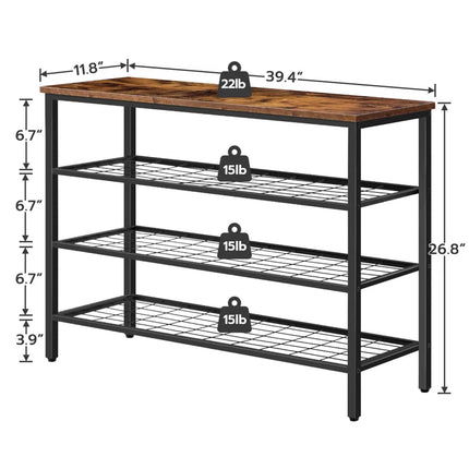 26.8" H 20-Pair Metal Shoe Rack