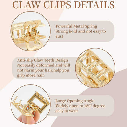 Mini Hair Clips for Women 16PCS 0.98" Gold Metal Small Claw Clips Women Non Slip Bangs Pins for Thick/Thin Hair(16Pcs-Style 10(NEW))