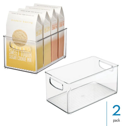 Plastic Stackable Pantry Bin with Handles - Set of 2 - Clear