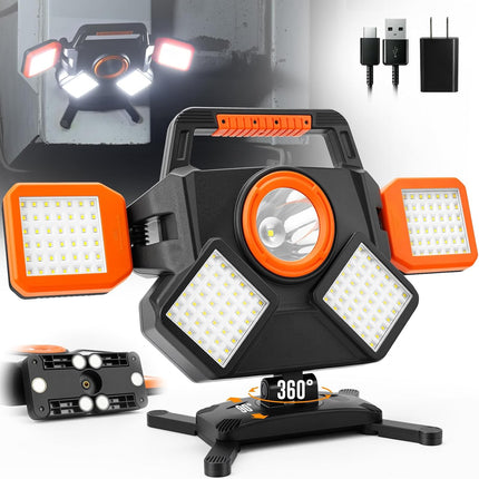 5000LM Rechargeable Work Light, Magnetic LED, Foldable & Rotatable