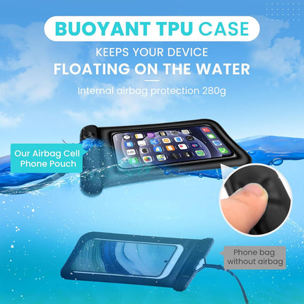 2 Pack Waterproof Floating Phone Pouch IPX8 Floatable Waterproof Phone Case with Lanyard Strap Universal Dry Bags Underwater Case Wallet for Iphone 17/Air16 15 14 13 12 Samsung,Up to 7.2" for Swimming