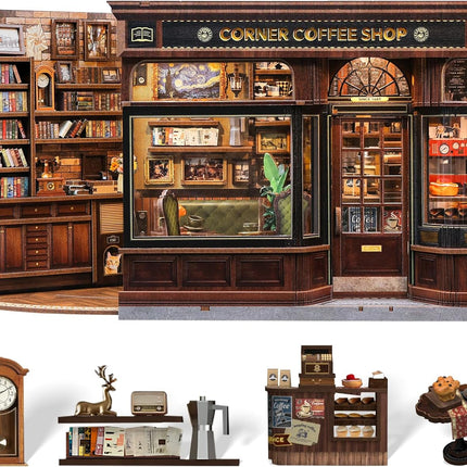 Book Nook Kit, DIY Miniature House Coffee Shop Dollhouse