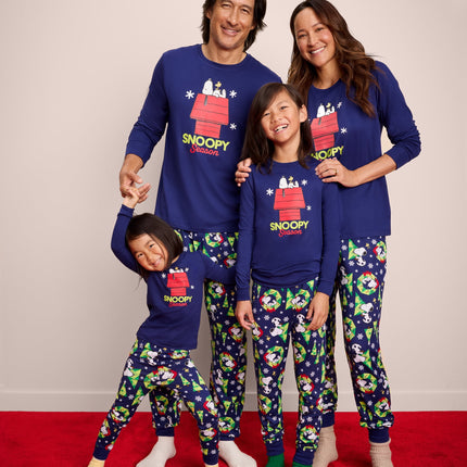 Snoopy Unisex Kids Matching Family Pajamas Top and Pants Set, 2-Piece, Sizes 6-12