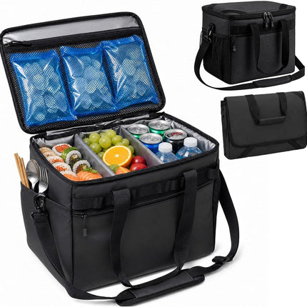 Nsulated Cooler Bag 38L Leakproof Soft Cooler Dual Compartment Waterproof Beach Ice Chest,Collapsible Bag Organizer Holds 50 Cans for Camping Picnic Travel Fishing Grocery Sports Event