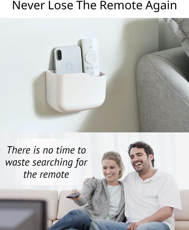 TV Remote Holder Wall Mount Remote Control Holder for Bed Universal Bedside Wall Remote Holder Caddy Organizer Hole-Free Remote Control Holder (For 2 or 3 Remote Controls–White–Quantity1