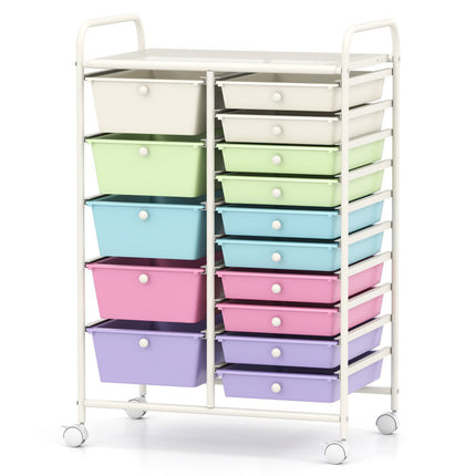 15-Drawer Utility Rolling Cart with Drawers Multi-Use Storage
