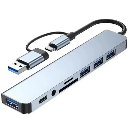 8 in 2 USB C Hub USB 3.0 SD TF Card Reader Audio Adapter Dock for Laptop Mac
