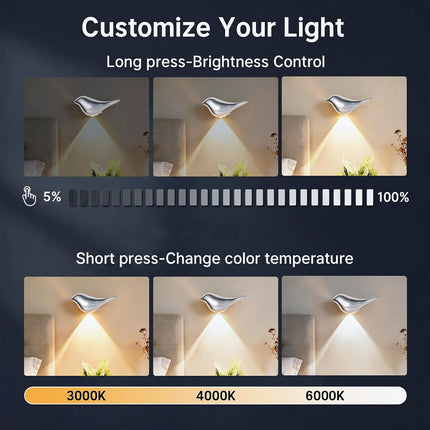 Motion Sensor Night Light:Cute Bird Rechargeable Lights 2 Pack