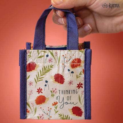 Tiny Reusable Gift Bags, Tote Bag and Gift Bag with Handles, Perfect for Birthday Gifts and Party Bags RPET 1 Hedgehog
