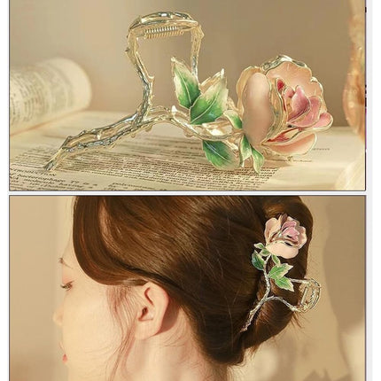 3 Pcs Metal Flower Claw Clip Set - Rose, Daisy, and Sunflower Large Hair Clips for Strong Hold on Women'S Thick Hair