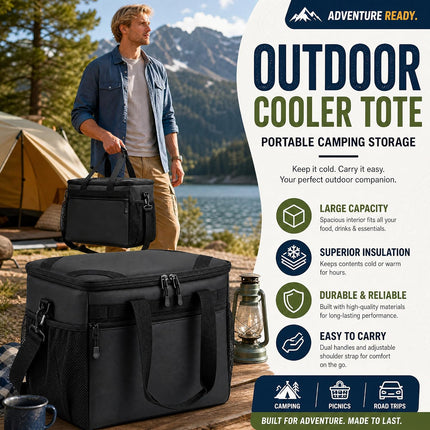 Nsulated Cooler Bag 38L Leakproof Soft Cooler Dual Compartment Waterproof Beach Ice Chest,Collapsible Bag Organizer Holds 50 Cans for Camping Picnic Travel Fishing Grocery Sports Event