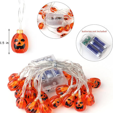 Halloween String Lights 10Ft 20 Leds Battery Operated Outdoor Decorations Pumpkin Lights for Halloween Party Decor