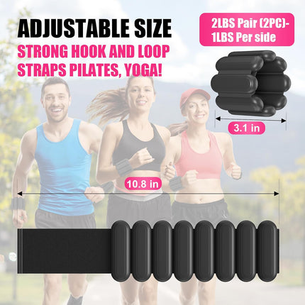 Wrist & Ankle Weights for Women, Wearable Strong Arm & Leg Weights Set of 2(1Lbs Each), Adjustable Ankle Weights for Walking, Yoga, Dance, Barre,Gym,Exercise,Pilates,Walking Running