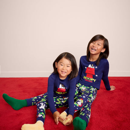 Snoopy Unisex Kids Matching Family Pajamas Top and Pants Set, 2-Piece, Sizes 6-12