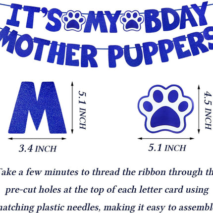 Dog Birthday Decorations, Multi Sizes Dog Birthday Hat with Numbers Bandana Bow Tie It’S My Bday Mother Puppers Banner for Small Medium Dogs Pets (Blue, Small)