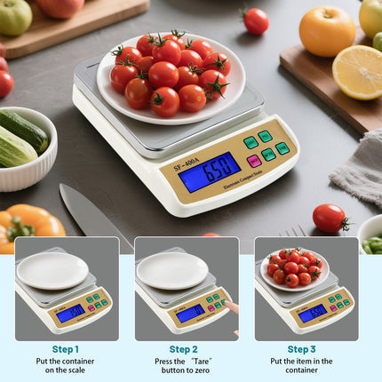 Food Scale with Stainless Steel Platform, 22Lb High Capacity Cooking Scale, Digital Kitchen Scales with Grams and Ounces, LCD Display, 4 Units with Tare Function
