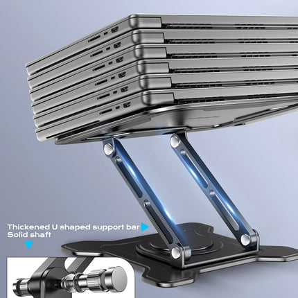 360° Rotating Laptop Stand for Desk, Metal Foldable Laptop Riser,Black