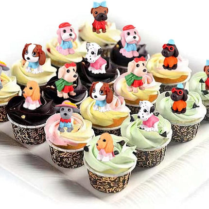 8Pcs Dog Cake Topper Puppy Cake Decorations Puppy Cupcake Topper Mini Doggie Figurines Toy Doggie Decor Pet Theme Cupcake for Kids Birthday Baby Shower Animal Theme Party Supplies